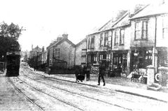 Tram-opposite-The-Royal-albert-Battle-Road-Hollington.-1906.-A-very-grainy-picture